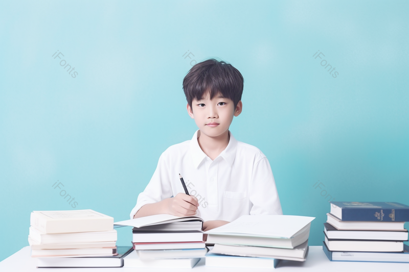 在书桌前学习的小男孩儿童孩子小朋友教育人物摄影,高清,摄影图,摄影图片,图片大全,摄影图免费下载